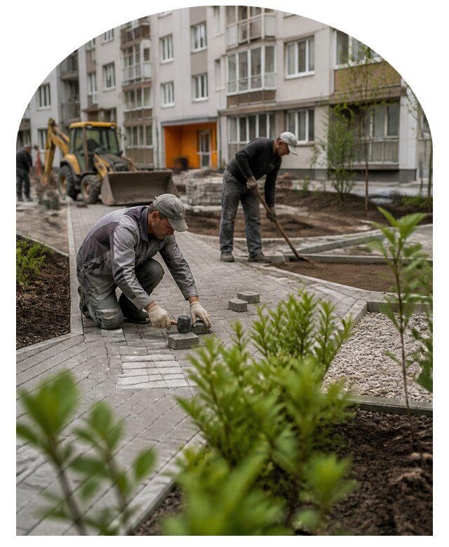 Благоустройство двора многоквартирного дома в Людинове